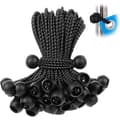50-pak Bungee-kugler, sort UV-resistent snor med elastiske stropper til telte, stænger og kabler, sort hvid (10 cm) BLACK WHITE(10CM)