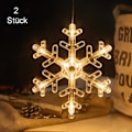 Miniatyrbild 1 av 5: Set med 2 fönsterdekorationer - Hängande fönsterlampor med sugkopp, LED varmvit, batteridrivna julbelysning, snöflinga