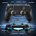 Miniatyrbillede 8 af 8: Trådløs Controller 2-pak til PS4/Slim/Pro, Controllere til PlayStation 4 med Dobbelt Vibration/3.5mm Lyd/Opladningsport og 2 stk. Kabler sort black