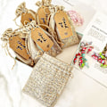 Miniatyrbilde 6 av 6: 50 stk små hessianposer med snor 10x15cm Juteposer Burlap Gaveposer Hessian Snorposer