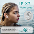 Pikkukuva 5 / 5: Bluetooth 5.3 -kuulokkeet, urheilu Bluetooth -kuulokkeet HD-mikrofonilla ja stereolla, langattomat in-ear mini langattomat kuulokkeet IP7 vedenpitävät, valkoinen