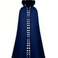 Hætteklædt kappe til voksne Middelalder Renæssance Cosplay Kostume til Halloween og Rollespil L Blue