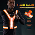 Miniatyrbilde 5 av 6: LED-refleksvest, USB-ladbare, justerbar midje/skulder - Orange
