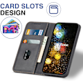 Miniatyrbild 4 av 6: För iPhone 11 -16 Magnetiskt Läder Telefonfodral, Premium Läder Flip Fodral Vikbart Kortfack Stötsäkert Ställ Funktion (Svart) iPhone 13 Pro Max