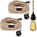 Miniatyrbild 1 av 4: 2-pack Hänglampor i Hamparep med Strömbrytare, 4,5 m Sladd, E27 Sockel för Kök, Matbord, Bar (Ingen Glödlampa)[GPA]