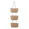 3-Tier Woven Wall-Mounted Storage Basket, Khaki Living Room Organizer