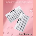 Miniatyrbillede 7 af 10: 80 Klynger DIY Øjenvippeforlængelser Kit 3D Individuel 01(80 Clusters)