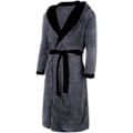 Miniatyrbilde 3 av 4: Menn Varm Hode Vinterhette Badekåpe Håndkle Lang Dressing Gown (L Grå Svart)