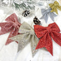 Miniatyrbild 5 av 5: Stora rosetter Julgran Rosett prydnader för present Champagne Champagne Champagne Champagne 10 pcs