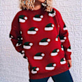 Miniatyrbillede 2 af 4: Damtröja, Pullover, Jumper, Ribbad Stickad, Patchwork, Färgblock, Rundhalsad, Snygg, Casual, Utomhus, Jul, Höst, Vinter, Storlek L