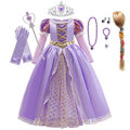 Pikkukuva 1 / 4: Tähkäpää-mekko tytöille, asumekko, fantasia, lastenjuhlat, prinsessa-asu, Halloween, violetit paljetit, verkkopuku Tähkäpää C Set04 Rapunzel C Set04 3T(Tag110)