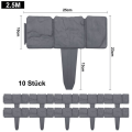 Miniatyrbild 2 av 4: XMTECH 2.5M Trädgårdskant plastpalissad rabattkant Väderbeständig (10 moduler ingår, antracit) Grå