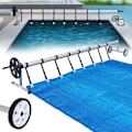 Miniatyrbild 1 av 4: XMTECH mobil poolrulle med 8 fästremmar, justerbar bubbelskyddsrulle från 3M till 5,7M för pool