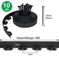 Miniatyrbild 2 av 4: XMTECH 20M flexibla gräsmattor i plast, trädgårdskanter med 60 spikar, för stigar och gräsmatta, svart Svart