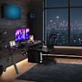 Miniatyrbild 4 av 4: Spelbord - XMTECH - Justerbart ergonomiskt skrivbord - LED-belysning - Svart