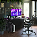 Miniatyrbild 4 av 4: UISEBRT 140x60cm Ergonomiskt spelbord Datorbord med LED-belysning 74cm i Höjd Skrivbord Max 100 kg