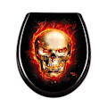 Miniatyrbild 1 av 4: Toalettsits - UISEBRT - Skull Flames - Duroplast - Automatisk sänkning - Universal Skull Flames