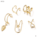 Miniatyrbild 10 av 11: 7PCS Öronmanschett Set Punk Rock Bladkedja Tofs Dangle Öronmanschett Wr gold 7 pcs