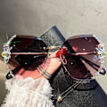 Miniatyrbild 10 av 11: Rimless Rhinestones Solglasögon Dam Mode Gradient Lins Solglasögon Sha M4W2 GREY ONE-SIZE