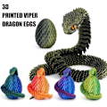 Miniatyrbild 9 av 11: 3D-printad Cool Eyes Orm med Ägg, Multi-ledad Rörlig för Vardagsrum Heminredningstillbehör Q8b3 Luminous colour Snake with Egg