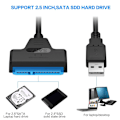 Miniatyrbild 8 av 11: USB 2.0 till SATA 22-stifts 2,5-tums hårddisk SSD-adapter usb2.0A without DC port 