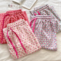 Miniatyrbild 5 av 11: Pyjamas med kärleksmönster, dam, vår och höst 2024, nya avslappnade långbyxor för kvinnor K4D5 Red One size