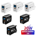 Miniatyrbild 2 av 11: QC3.0 PD 20W Snabbladdning USB Type-C Väggladdare Adapter white EU PLUG