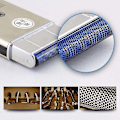 Miniatyrbild 2 av 2: Kompakt rakapparat för män - sladdlös USB laddningstrimmer för ansiktet, perfekt för resor - silverfinish