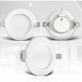 Miniatyrbild 4 av 4: Set med 3 infällda spotlights speciellt för badrum IP44, skyddad mot stänkvatten, ultratunn, Ø115mm, 6W LED-moduler, varmt vitt ljus