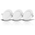 Miniatyrbild 1 av 4: Set med 3 infällda spotlights speciellt för badrum IP44, skyddad mot stänkvatten, ultratunn, Ø115mm, 6W LED-moduler, varmt vitt ljus
