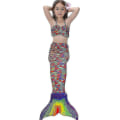 Miniatyrbild 1 av 4: Barn Flickor Mermaid Tail Bikini Set Badkläder Baddräkt Badkläder Multi 4-5 år
