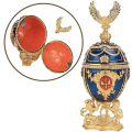 Miniatyrbillede 1 af 5: Håndmalet emaljeret Fabergé æg forgyldt skinnende diamant smykkeskrin