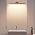 Miniatyrbillede 3 af 5: Genopladelig Badeværelsesspejl Lampe, USB Træ Skabslys Touch Dæmpbar Trådløs Badeværelseslys Spejllys Neutral Hvid Natlampe Makeup Lys