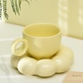 Pikkukuva 3 / 5: Keraaminen kukkakahvimuki, luova söpö kuppi pilvi-auringonkukkakoristeella toimistoon ja kotiin, 6,5 unssia/200 ml teelle, lattelle, maidolle, keltainen