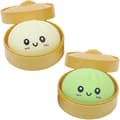 Dumpling Stressleksaker 2-pack, Mjuka Anti-Stress Fidgetbollar med Ångkoksdesign, Långsam Återhämtning, för Avkoppling (Vit/Grön)