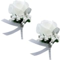Miniatyrbilde 1 av 5: 2 stk roser corsage, knapphulls corsage, bryllupsblomst corsage, bryllupsknapphull, brudgom knapphull, bryllupsknapphull hvit rose