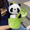 Miniatyrbillede 2 af 5: 9,8 tommer (24,9 cm) panda bamse, sød panda bamse, der krammer bambus, panda og bambusrør sæt af 2, stor panda bamse, der bor i bambus