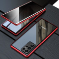 Miniatyrbild 1 av 5: Magnetiskt fodral kompatibelt med Samsung Galaxy S23 Ultra, Anti Peeping Fodral Dubbelsidigt Härdat Glas Skyddande Flip Skal 360 Helkroppsskydd M rot
