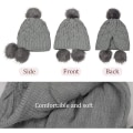 Miniatyrbilde 3 av 5: Hette for kvinner, strikket vinterlue med pompom, vindtett øreklaffer Grey