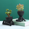 Miniatyrbillede 3 af 3: Mini-familie Blomsterpot Menneskeform Keramisk Desktop Planter Beholder Til Sukkulenter Style5