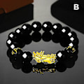 Miniatyrbillede 3 af 4: Feng Shui sort obsidian jade perler armbånd tiltrækker rigdom og held og lykke A