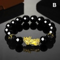 Miniatyrbillede 3 af 4: Feng Shui sort obsidian jade perler armbånd tiltrækker rigdom og held og lykke bangle F