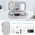 Miniatyrbild 6 av 7: Dubbellagig väska för elektroniktillbehör, organiser för kablar, universell reseväska för prylar för kablar, powerbank, USB-enhet, laddare hårddisk A-grey