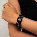 Miniatyrbillede 1 af 5: Shixin Hip Hop Overdrevet Tyk Led Kæde Armbånd Til Kvinder Ccb Materiale Store Brede Armbånd Mode Hånd Kæder Smykker S02