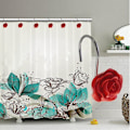 Miniatyrbillede 3 af 5: 12 stk. Hjemmemode Dekorative Anti Rust Bruseforhængskroge Rose Design Bruseforhængsringe Kroge (rød)