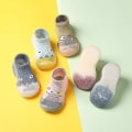Miniatyrbillede 2 af 5: Tå Slippers Strømper Sko Skridsikre Indendørs Bomuld Tynde Baby Første Gå Sko Til Light Gray 22-23