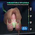 Miniatyrbillede 3 af 5: Gaming Mus, 4 farver baggrundsbelyst optisk spilmus ergonomisk USB kablet med 7200 DPI og 6 knapper 4 skydning til computer/Win/Mac/Andriod/iOS (Pink)