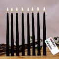 Miniatyrbillede 3 af 5: 6 stk. Flammeløse sorte spidslys, der flimrer med 10-tasters fjernbetjening, batteridrevne LED-lysestager, vindueslys