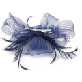 Miniatyrbild 4 av 4: Kvinnlig Fascinator Hatt Blomma Bröllop Fascinator Hårband Fjäder Brud Hårprydnad Hårprydnader Hatt Bowler Mini Topphatt Hårklämmor(marinblå)