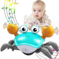 Miniatyrbild 1 av 5: Krabba som kryper med musik och LED-ljus, leksak för magträning som automatiskt undviker hinder och guidar barnet att krypa